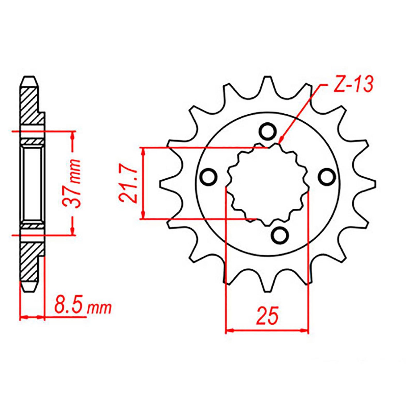 MTX 1309 Steel Front Sprocket #520 (13T) (10-103-13)
