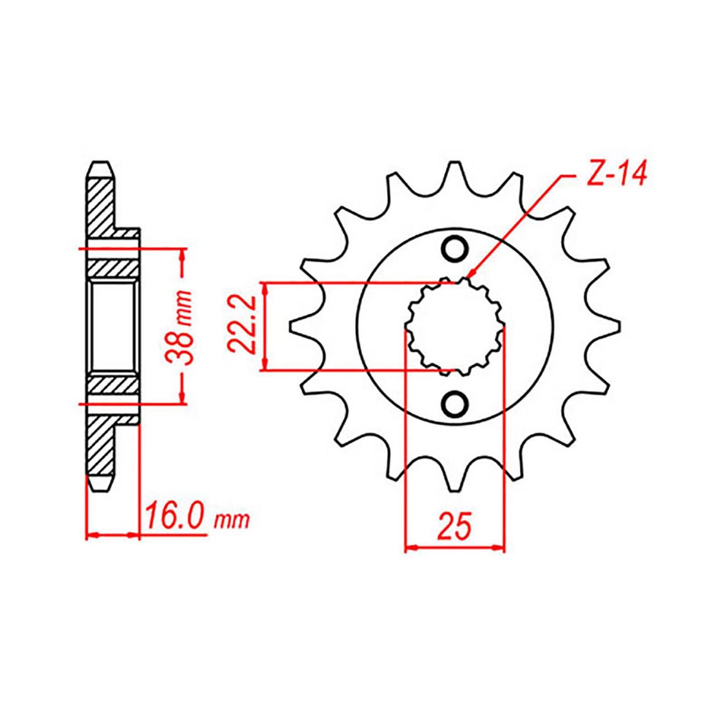 MTX 736 Steel Front Sprocket #520 (16T) (10-736-16)