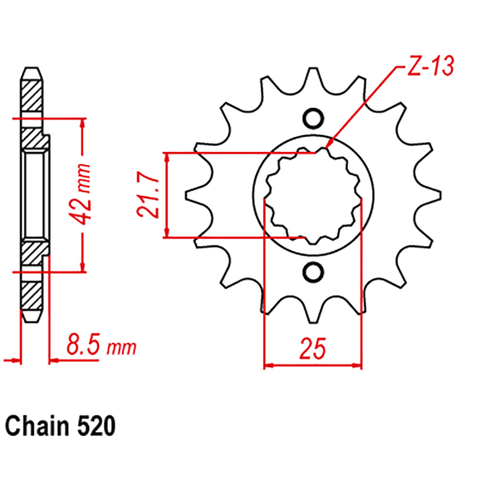 MTX 516 Steel Front Sprocket #520 (13T) (10-126-13)