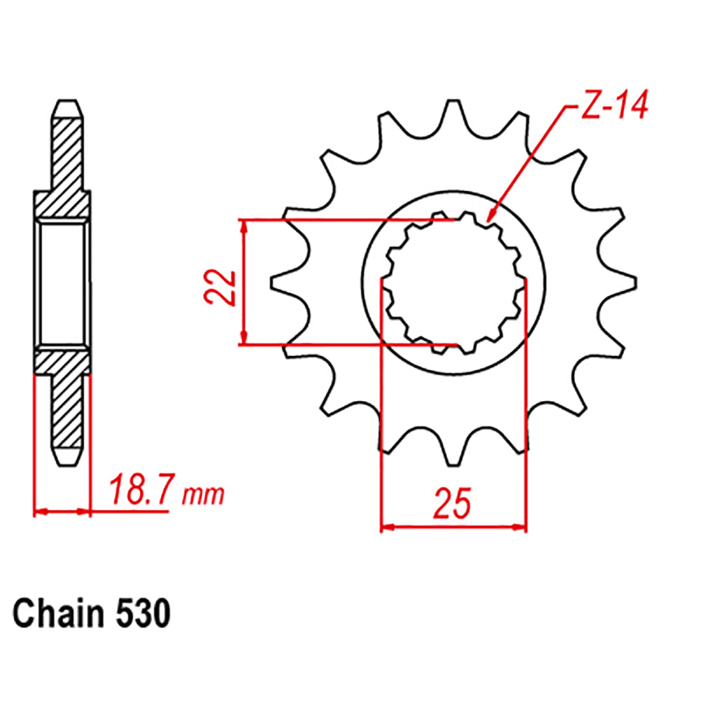 MTX 52900 Steel Front Sprocket #530 (14T) (10-52900-14)