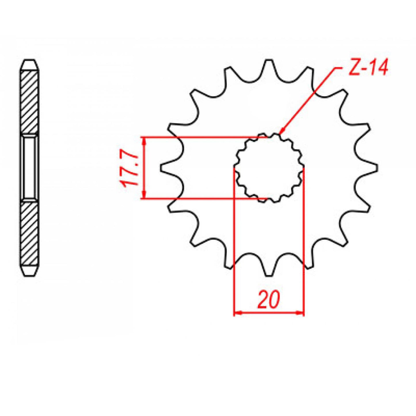 MTX 558 Steel Front Sprocket #428 (20T) (10-558-20)
