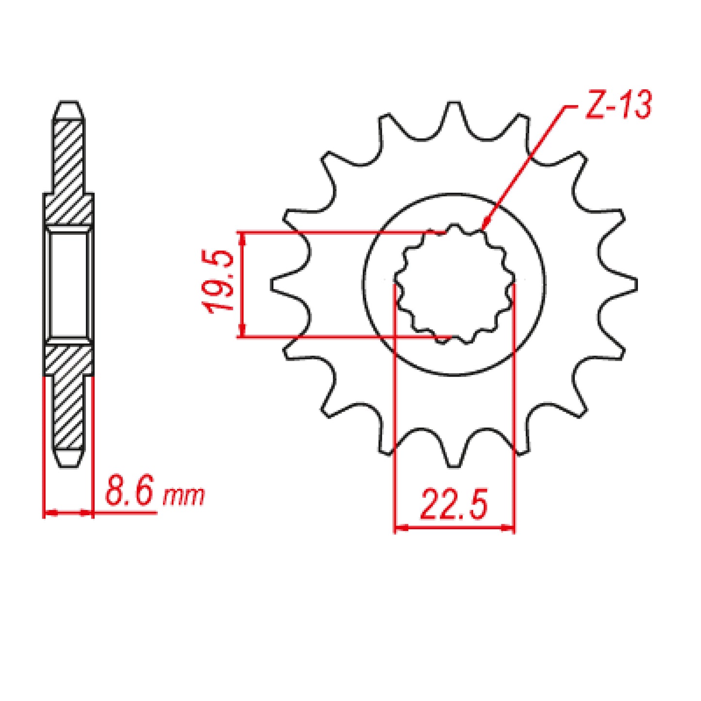 MTX 1447 Steel Front Sprocket #520 (14T) (10-48H-14)