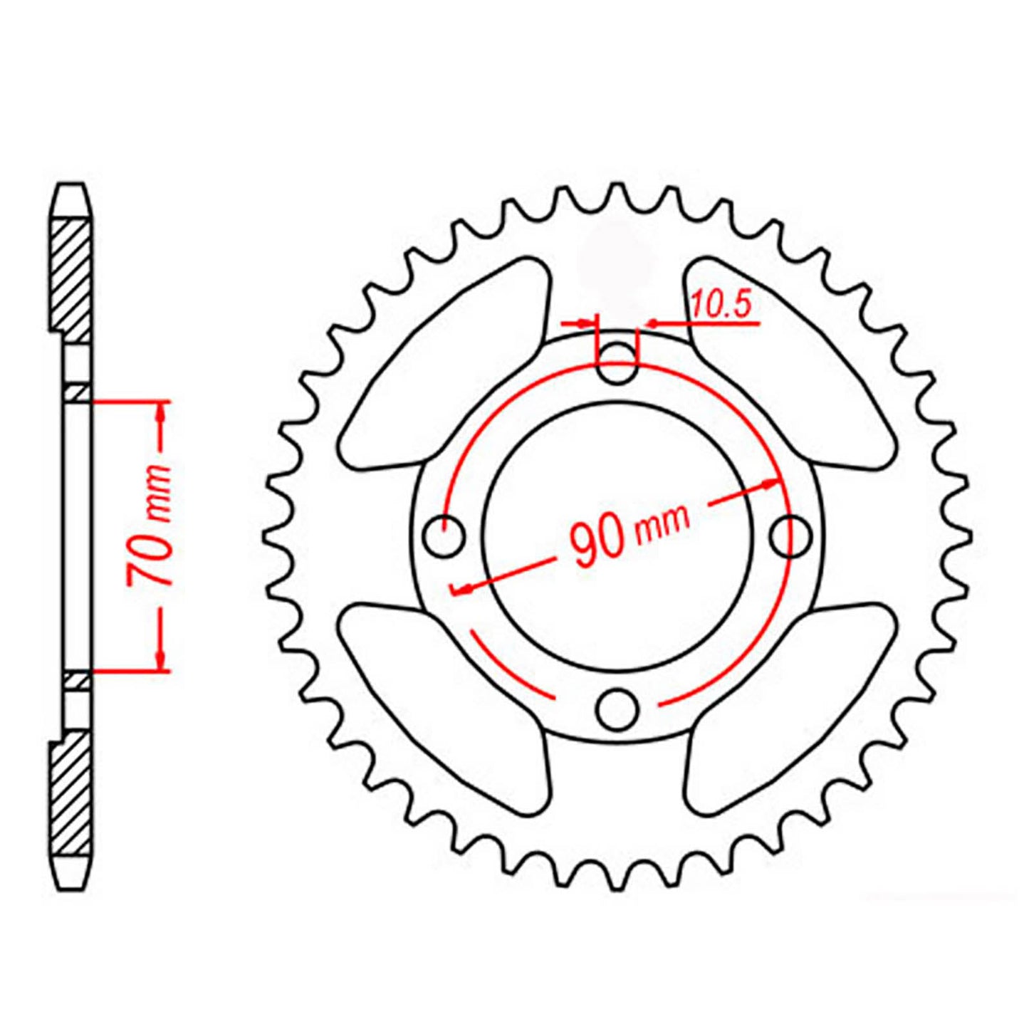 MTX 264 Steel Rear Sprocket #428 (45T) (11-Y2P-45)