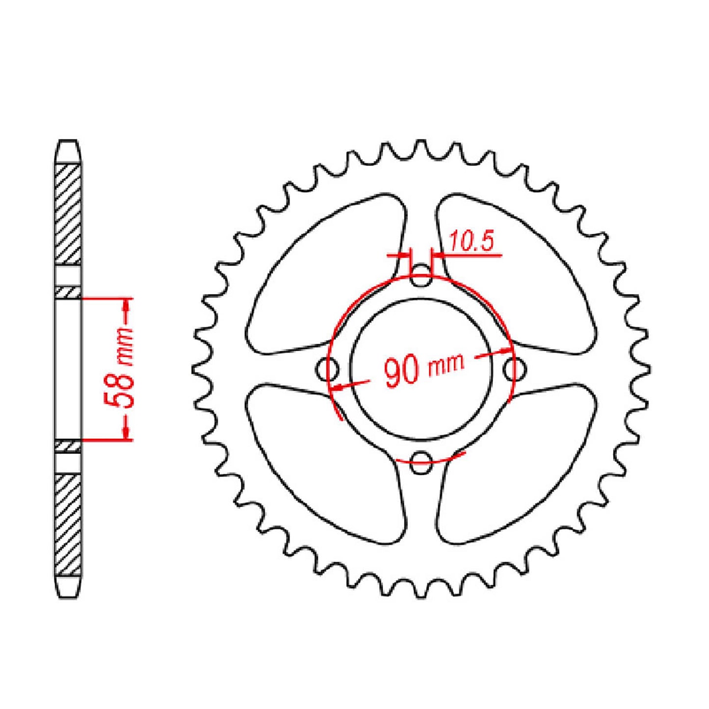 MTX 1221 Steel Rear Sprocket #428 (44T) (11-KTY-44)