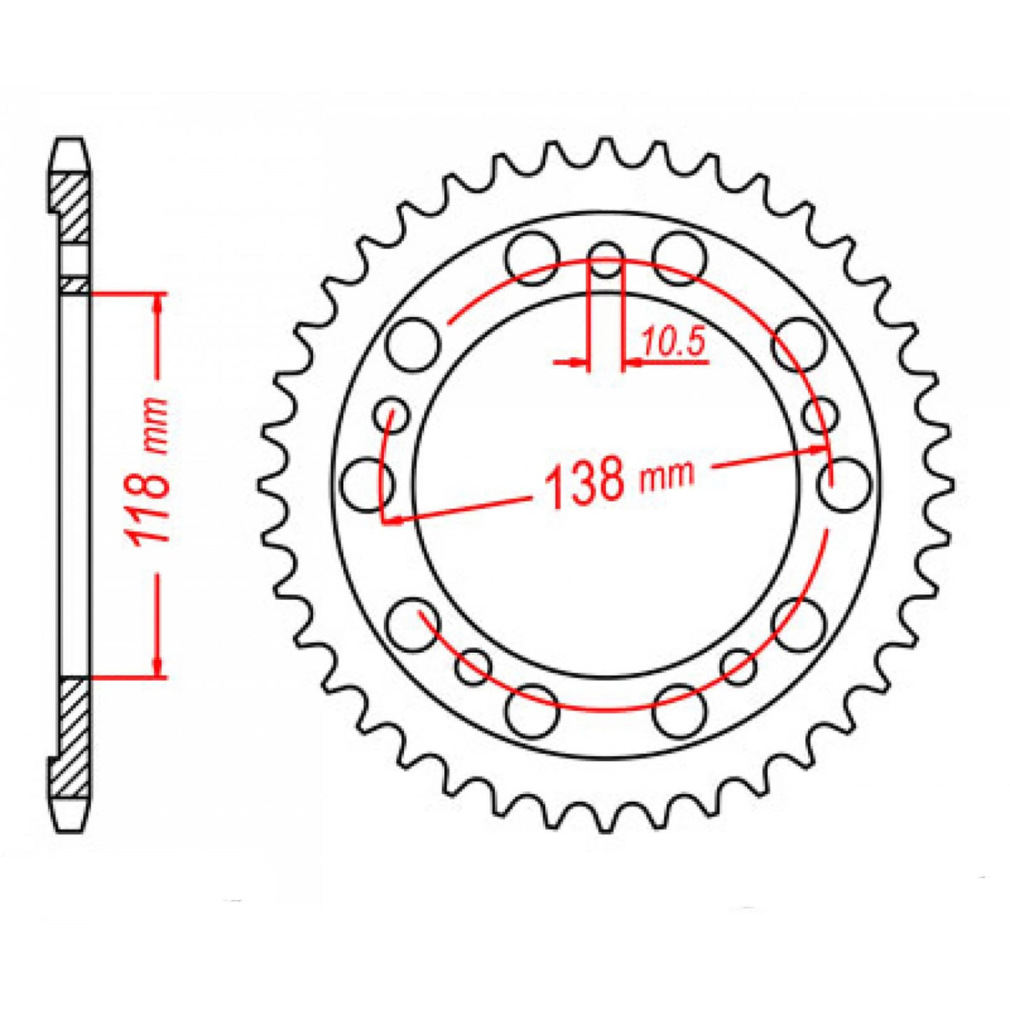 MTX 1314 Steel Rear Sprocket #525 (39T) (11-MV4-39)