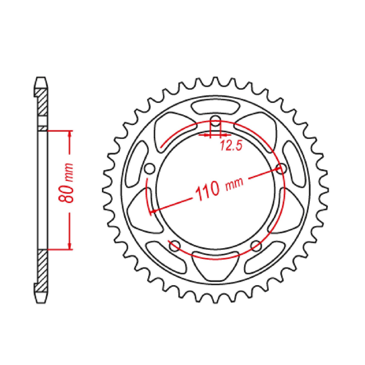 MTX 2012 Steel Rear Sprocket #520 (42T) (11-2012-42)