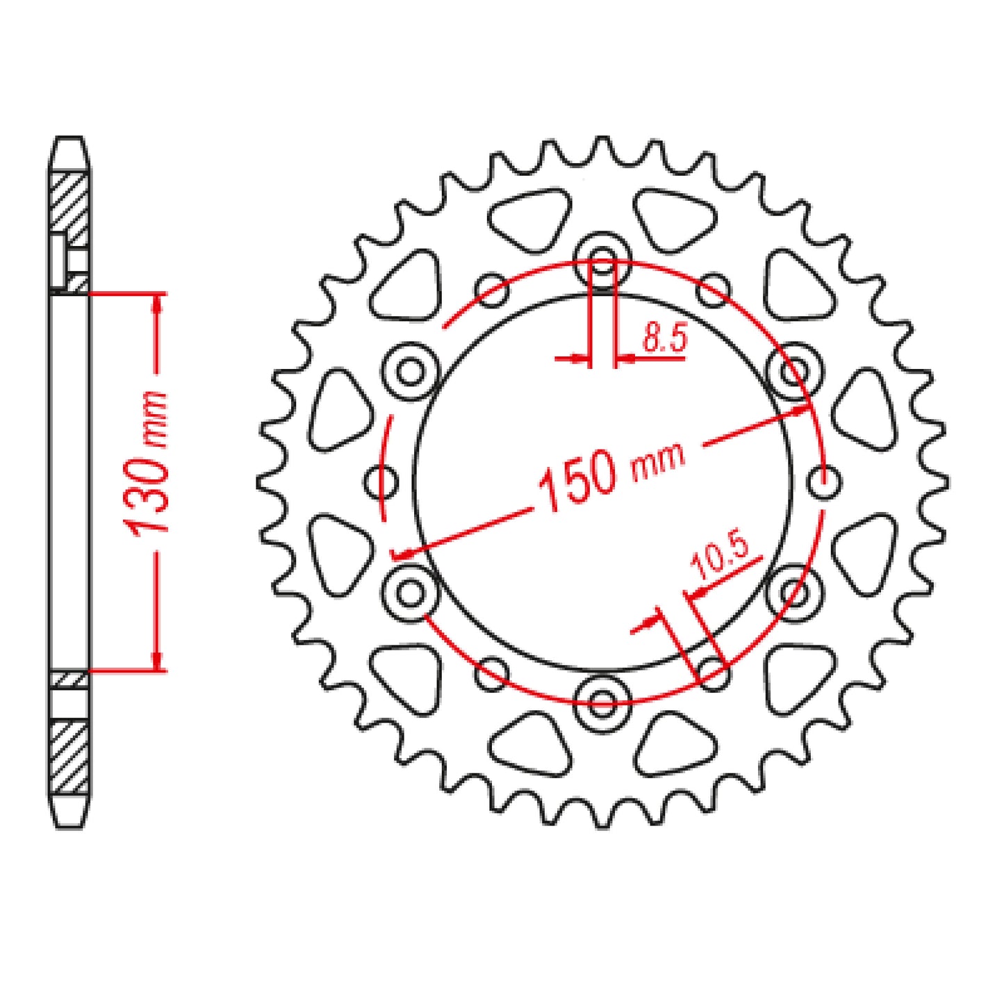 MTX 245/3 Steel Rear Sprocket #520 (44T) (11-MG3-44)