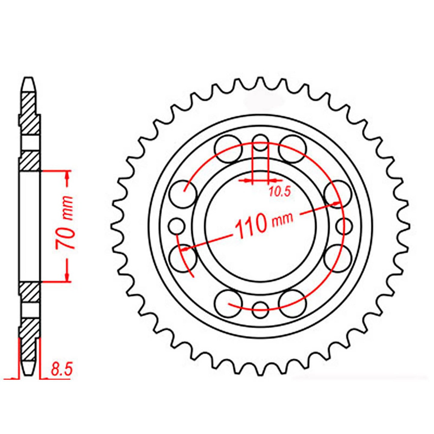 MTX 247 Steel Rear Sprocket #520 (36T) (11-443-36)