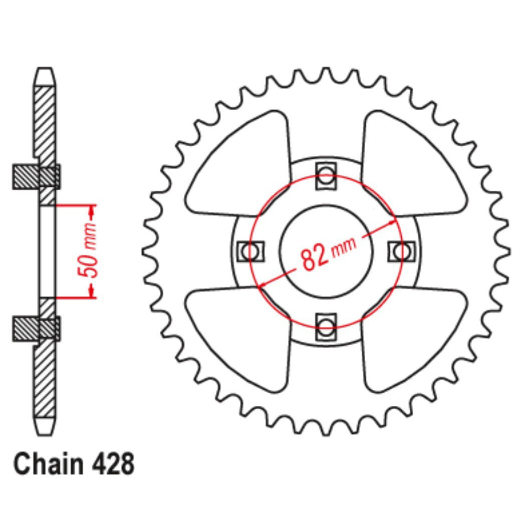 MTX 999 Steel Rear Sprocket #428 (45T) (11-459-45)