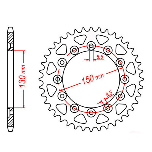 MTX 245/2 Steel Rear Sprocket #520 (40T) (11-428-40)