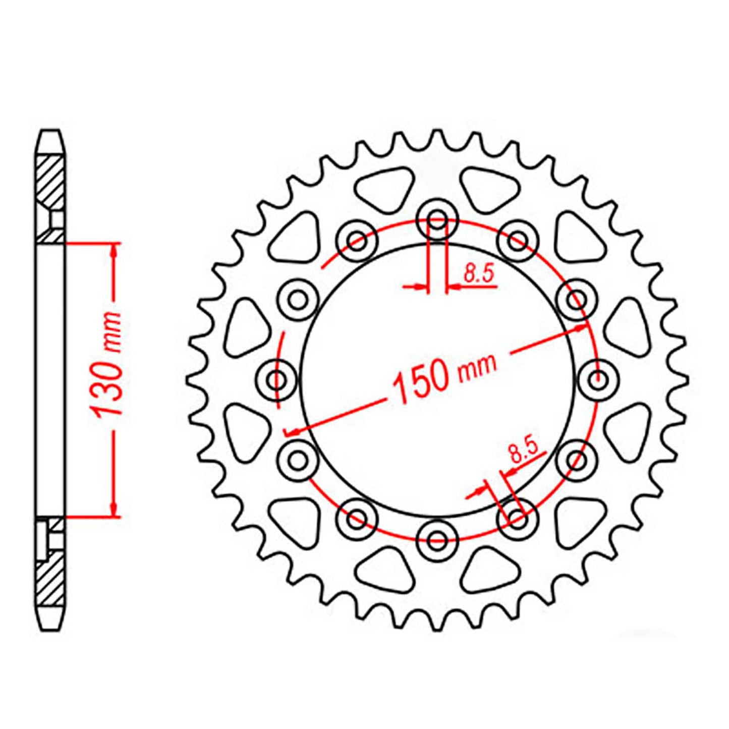 MTX 245/2 Steel Rear Sprocket #520 (48T) (11-428-48)