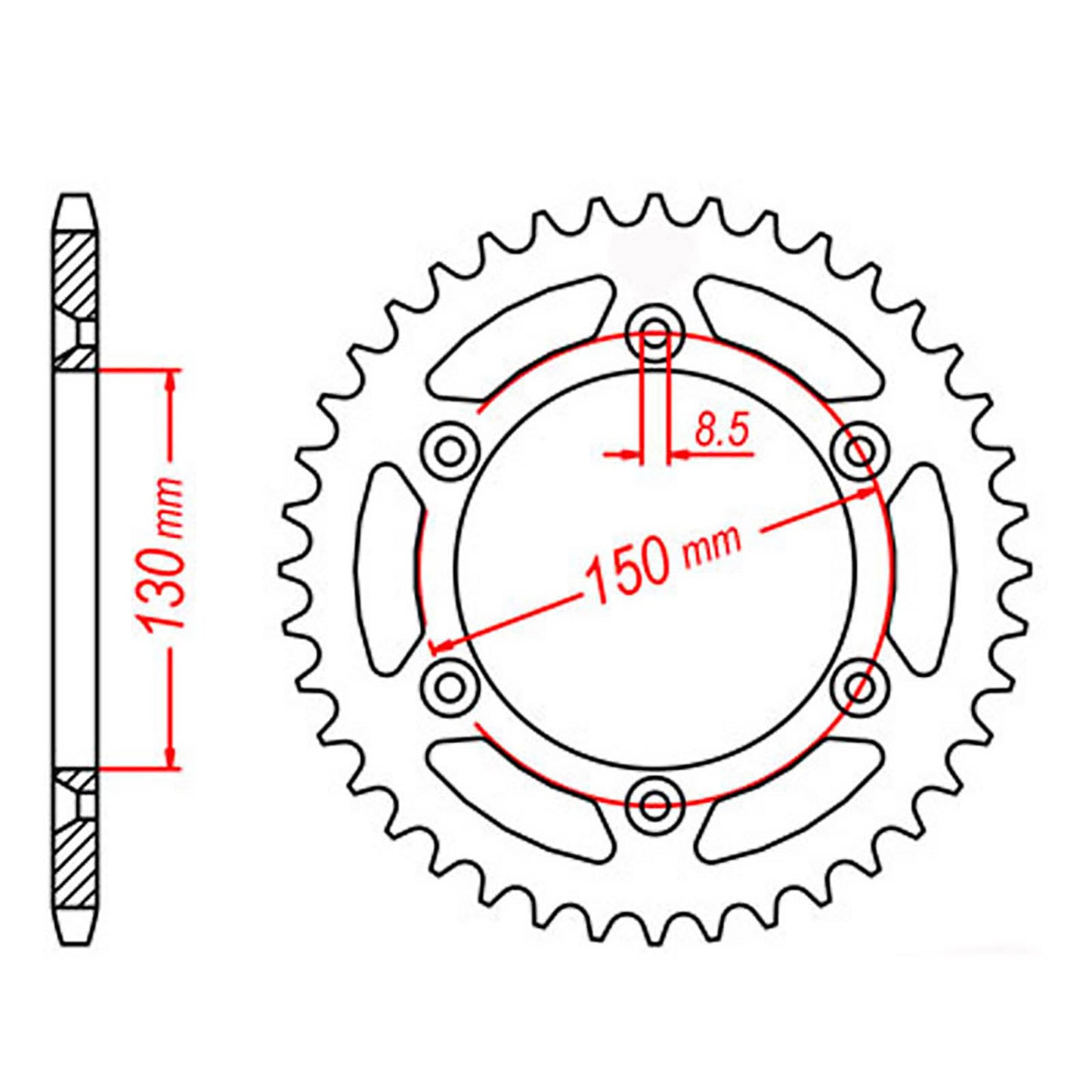MTX 245/2 Steel Rear Sprocket #520 (52T) (11-428-52)