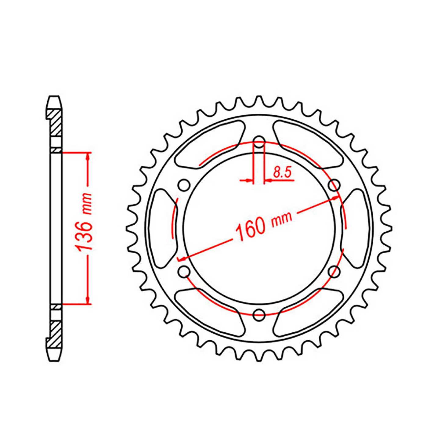 MTX 005 Steel Rear Sprocket #520 (47T) (11-BMW-47)