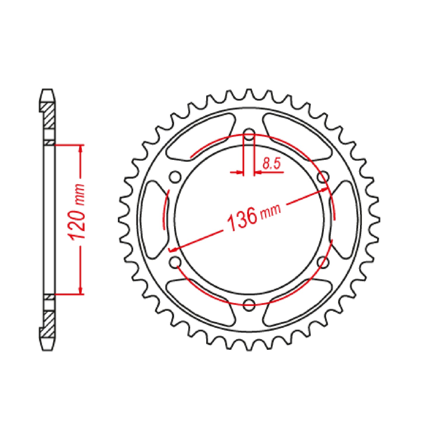 MTX 3C5 Steel Rear Sprocket #428 (48T) (11-3C5-48)