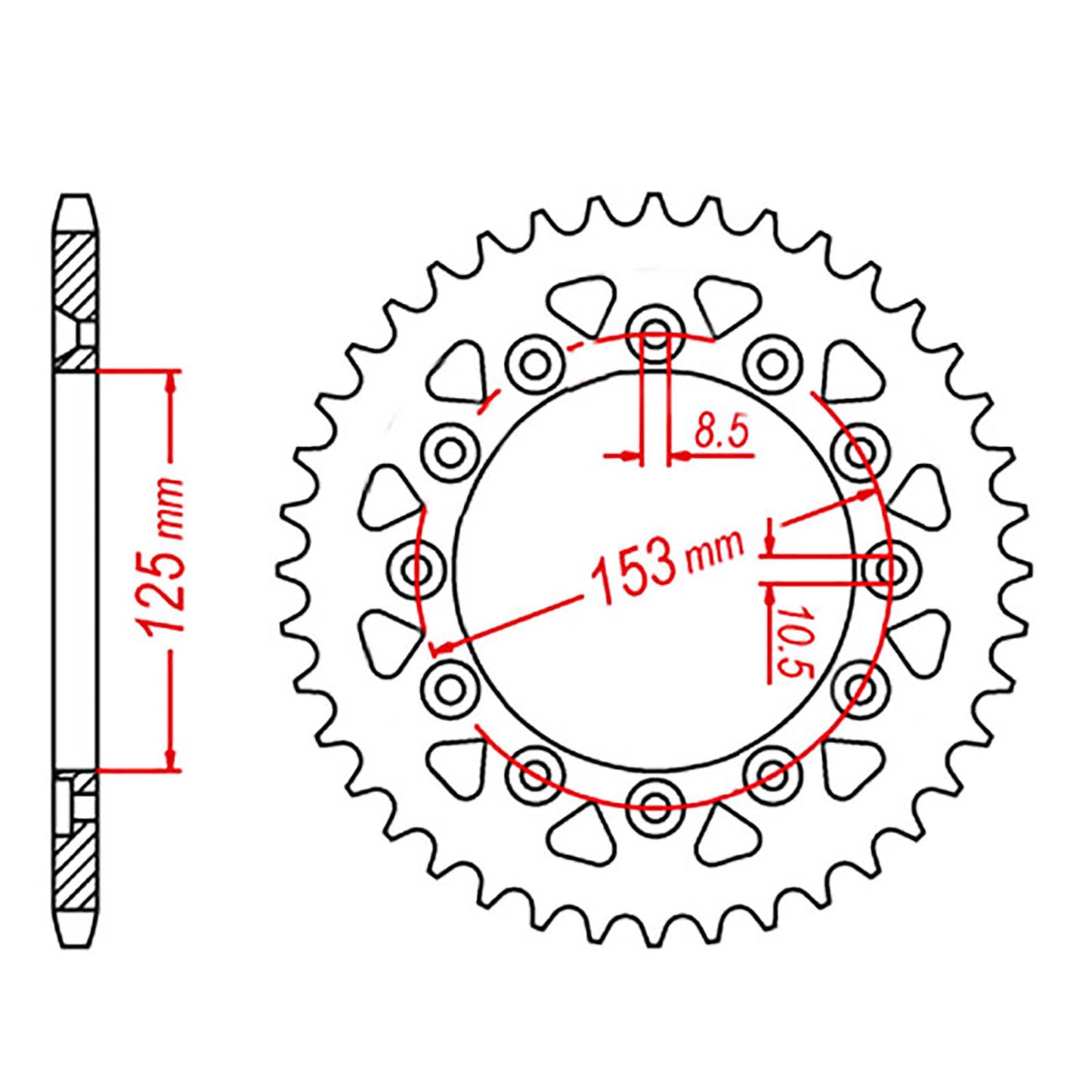 MTX 210/301 Steel Rear Sprocket #520 (55T) (11-KAE2-55)