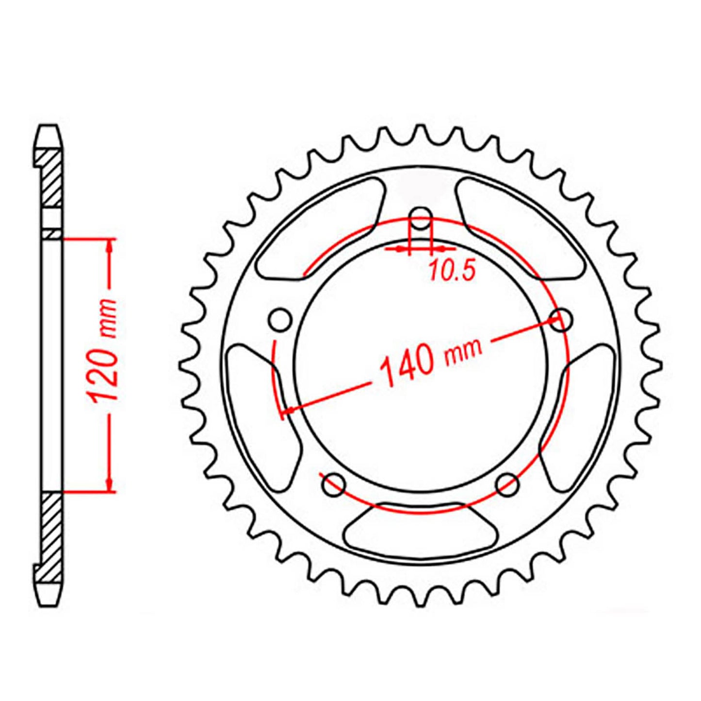 MTX 1792 Steel Rear Sprocket #525 (42T) (11-35F-42)