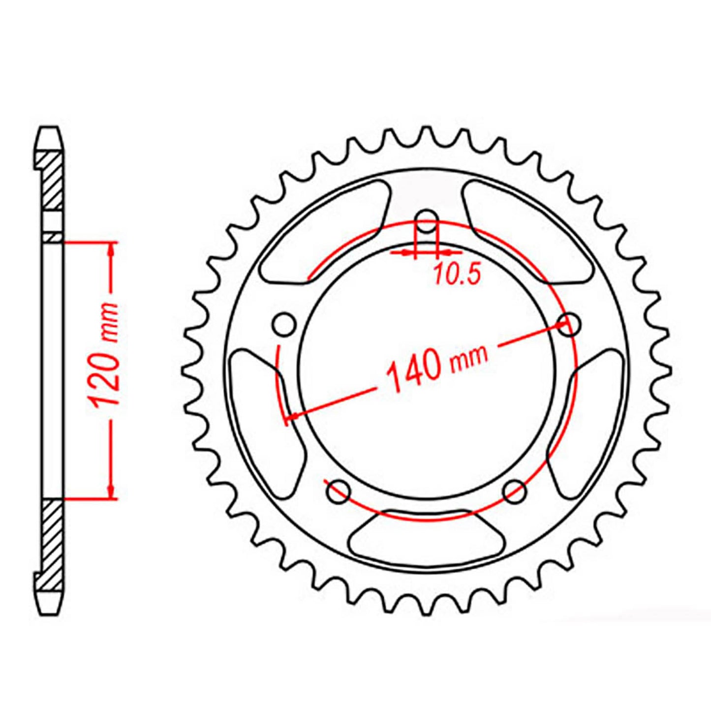 MTX 1800 Steel Rear Sprocket #530 (44T) (11-41F-44)