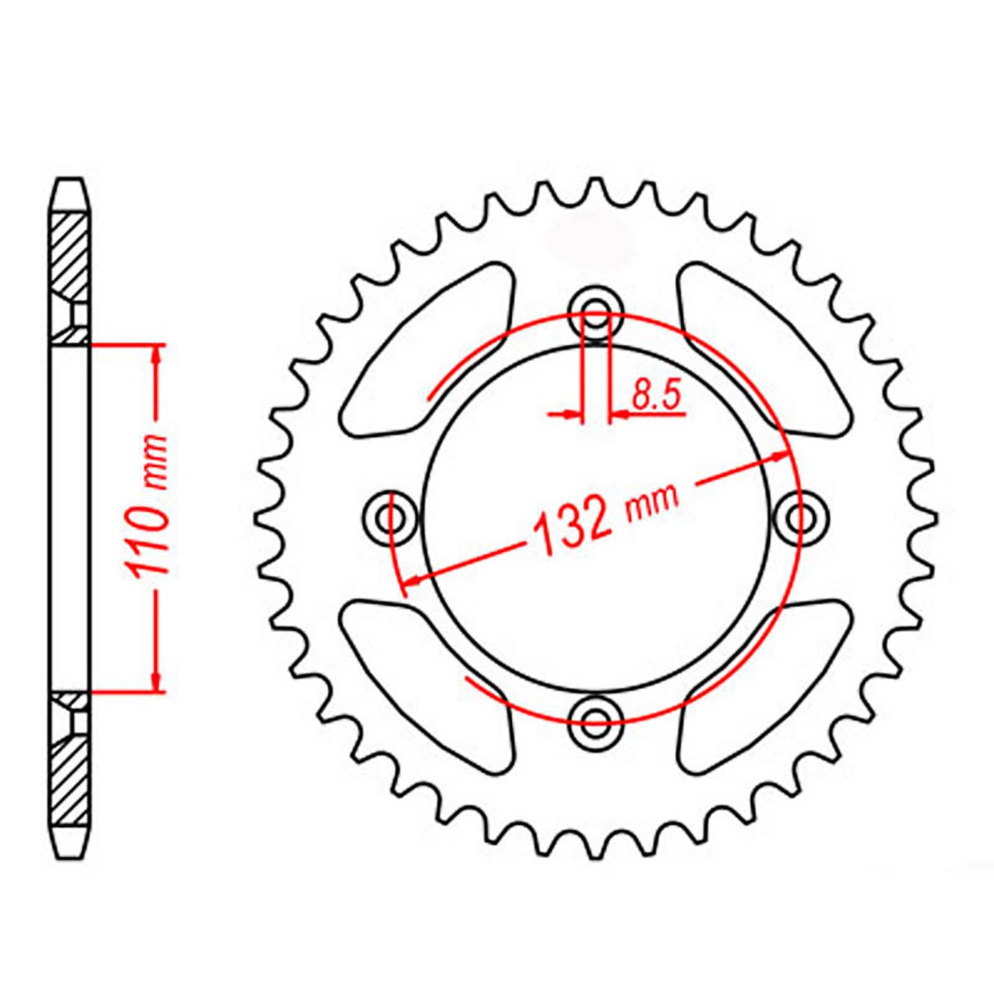 MTX 895 Steel Rear Sprocket #428 (46T) (11-KM4-46)