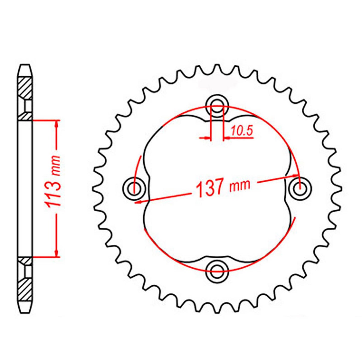 MTX 1760 Steel Rear Sprocket #520 (40T) (11-1760-40)