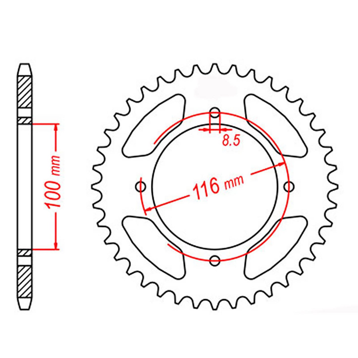 MTX 461 Steel Rear Sprocket #420 (54T) (11-207-54)