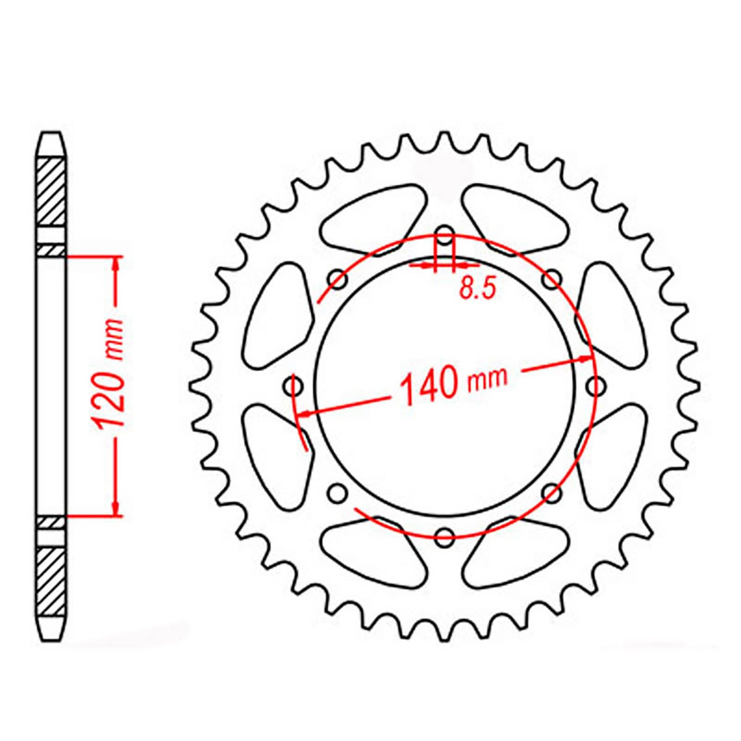 MTX 487 Steel Rear Sprocket #520 (44T) (11-186-44)