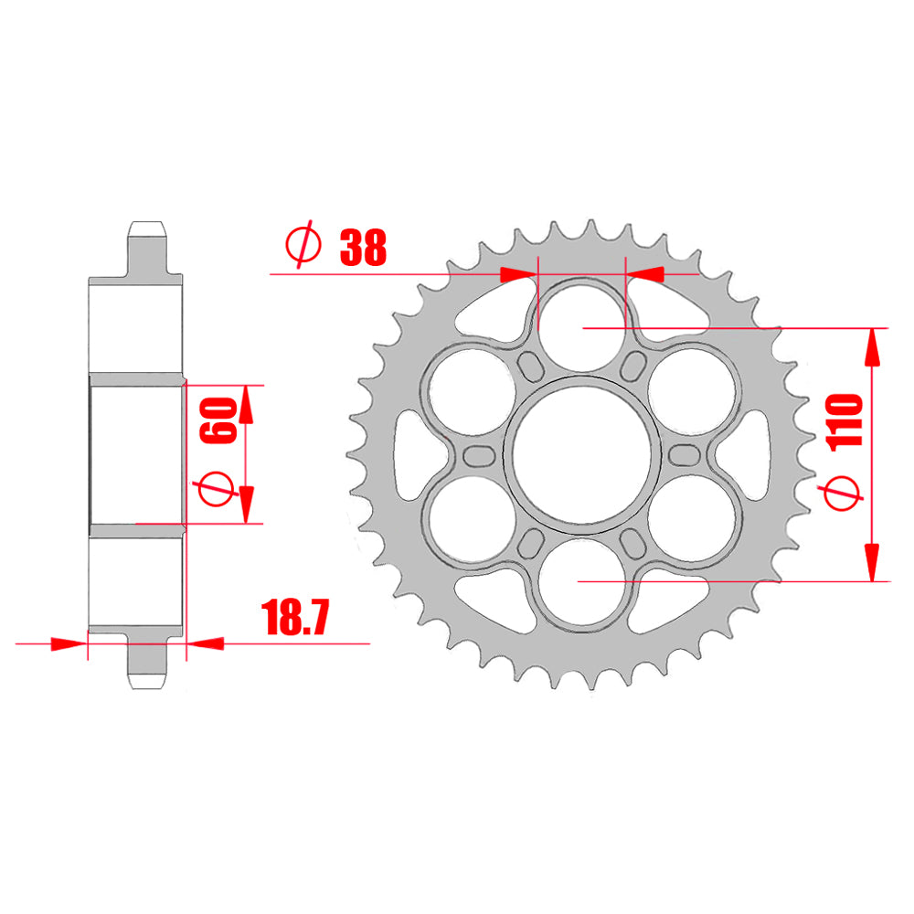 MTX 50901 Steel Rear Sprocket #525 (39T) (11-50901-39)