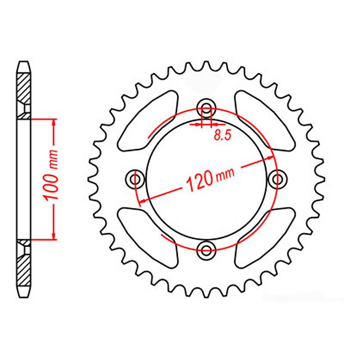 MTX 798 Steel Rear Sprocket #428 (55T) (11-209-55)