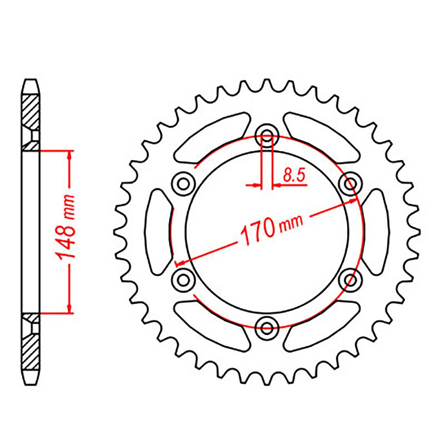 MTX 828 Steel Rear Sprocket #520 (46T) (11-142-46)