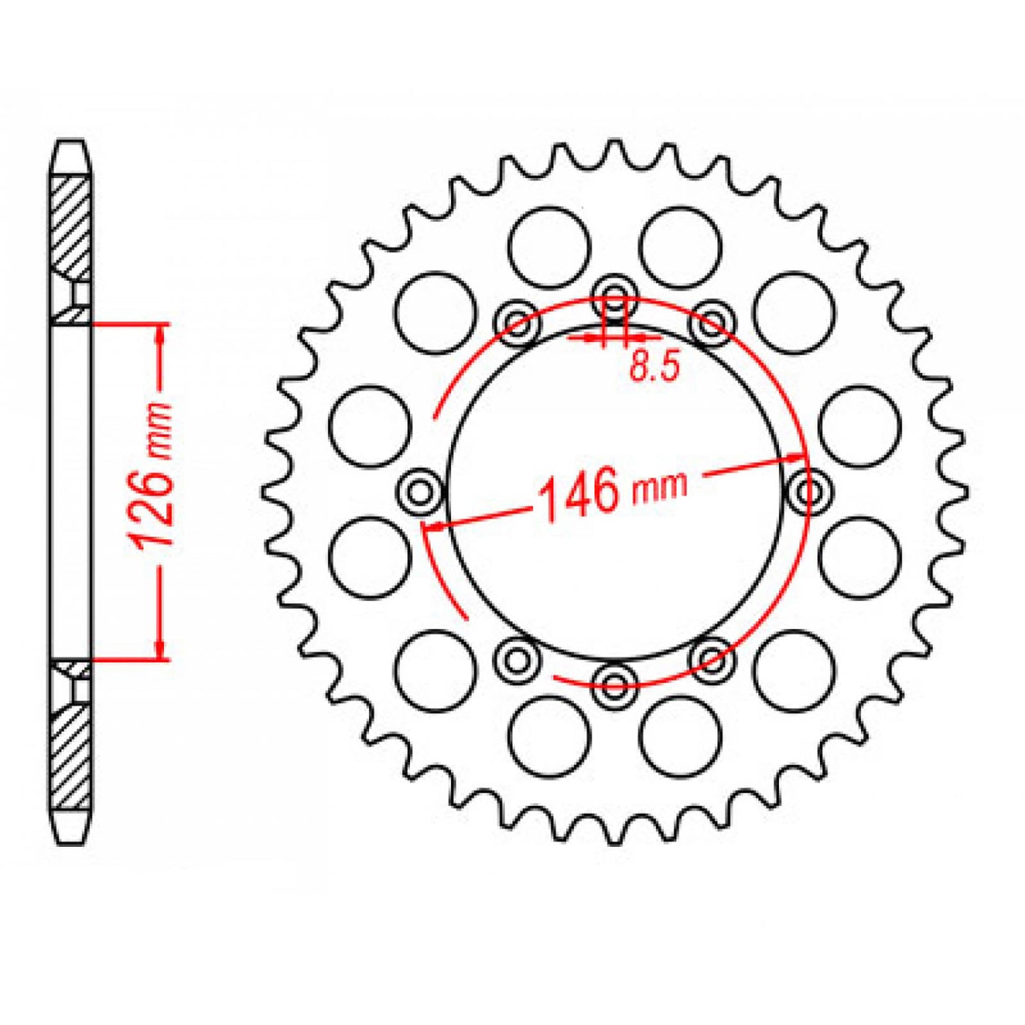 MTX 805 Steel Rear Sprocket #428 (50T) (11-01A-50)