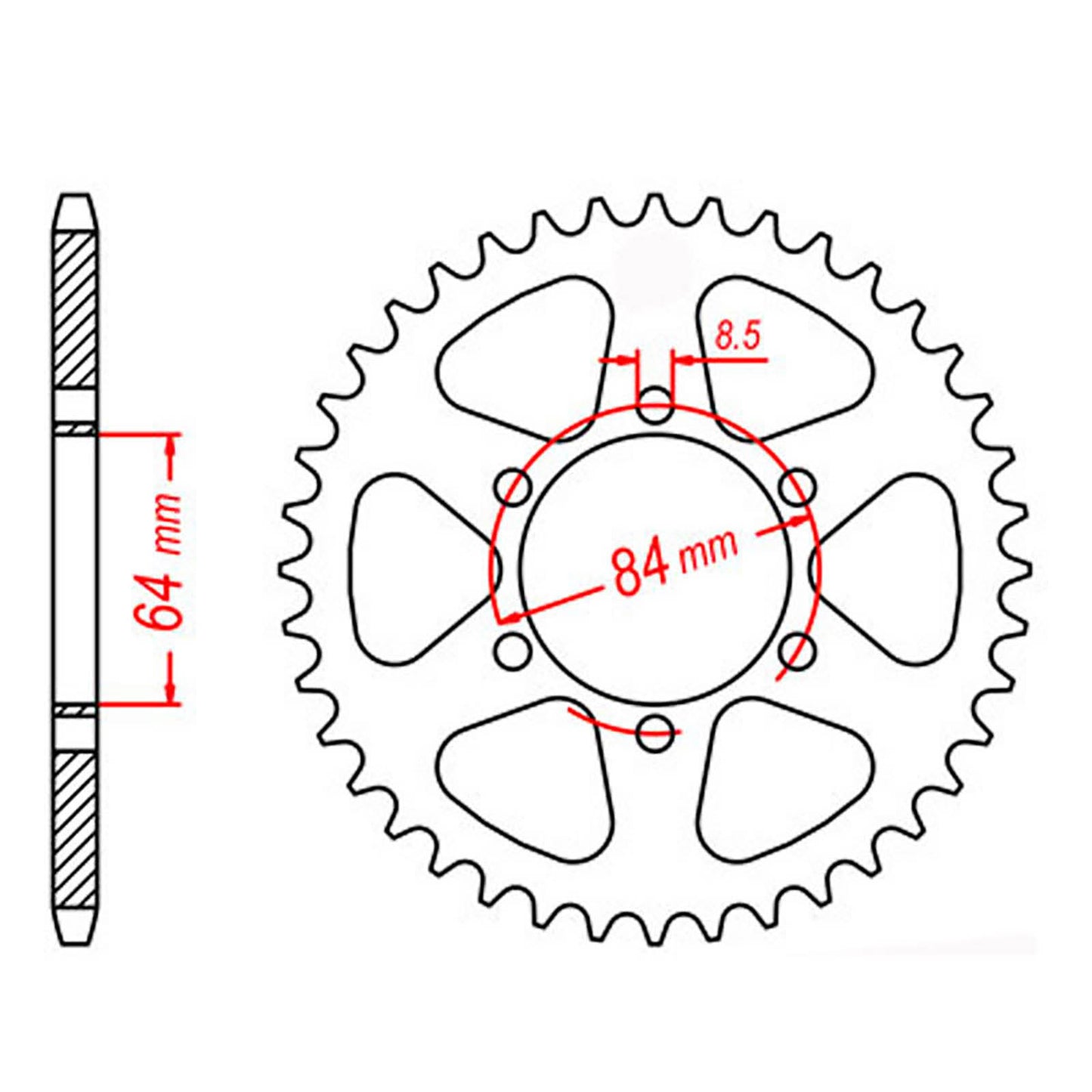 MTX 809 Steel Rear Sprocket #428 (44T) (11-287-44)