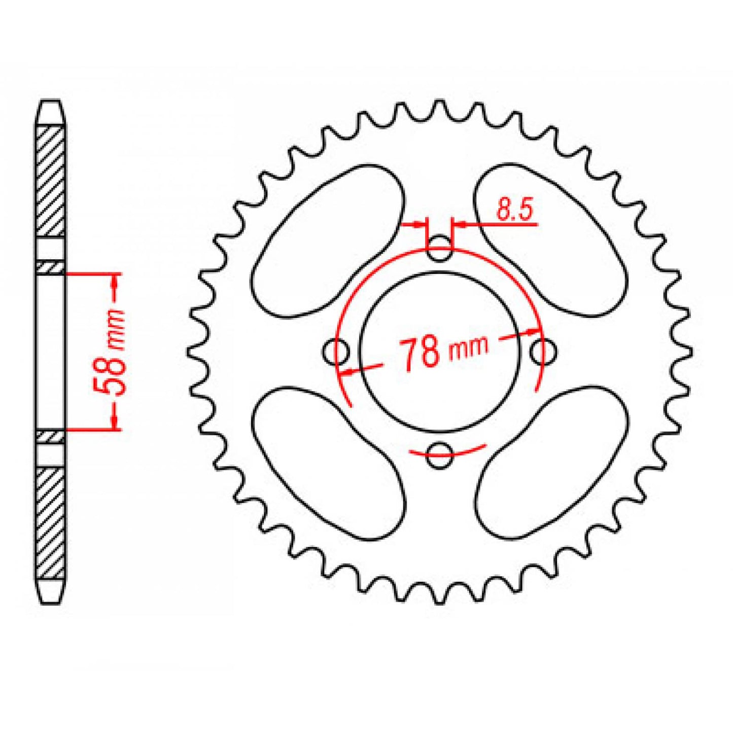 MTX 810 Steel Rear Sprocket #428 (48T) (11-208-48)