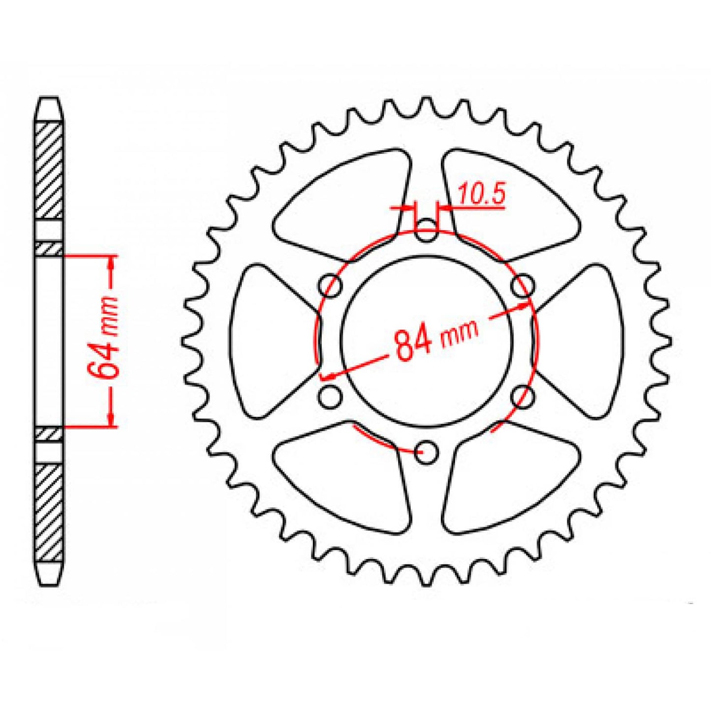 MTX 814 Steel Rear Sprocket #530 (45T) (11-440-45)