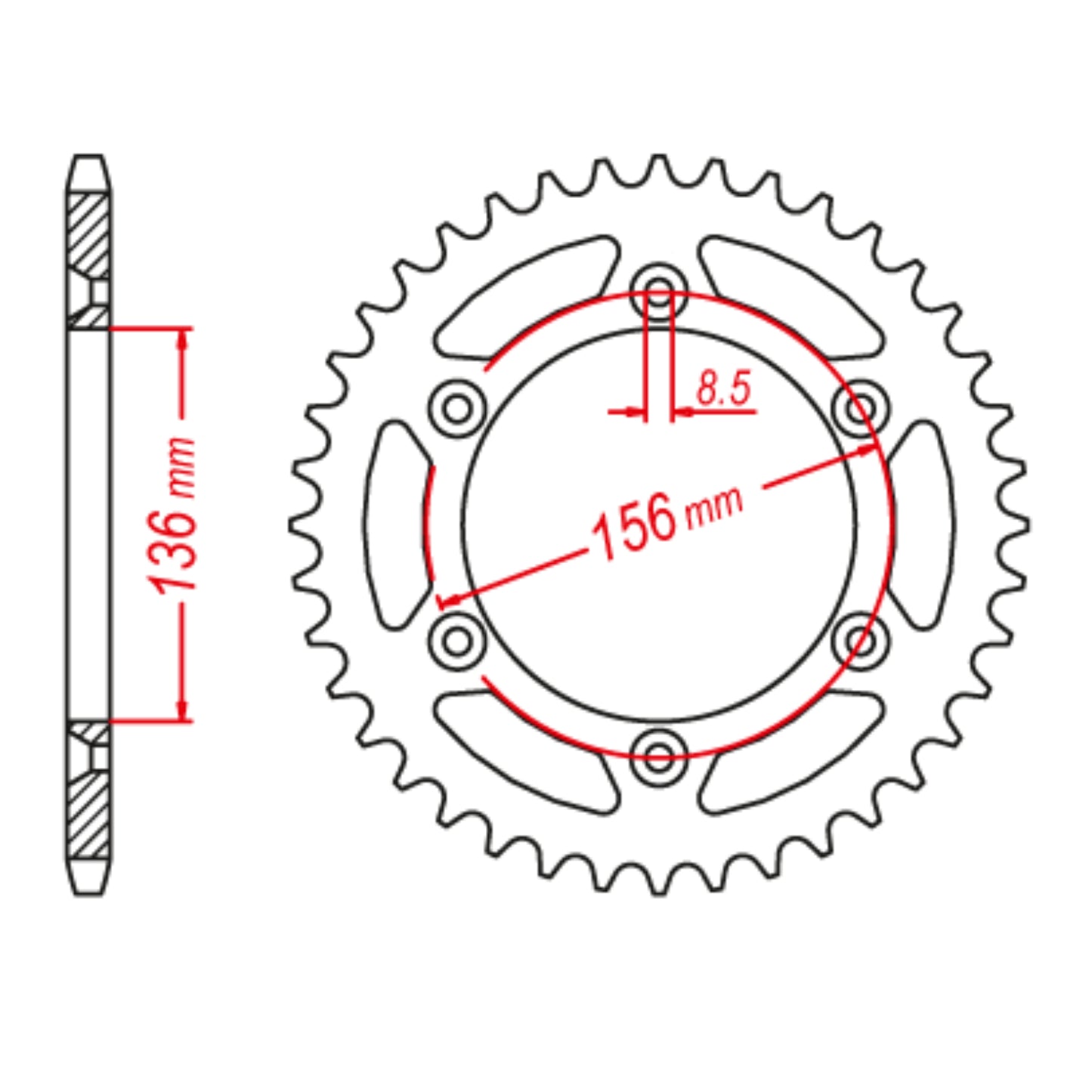 MTX 822 Hornet Lightweight Steel Rear Sprocket #520 (51T)