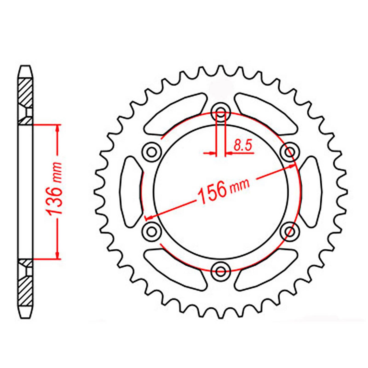 MTX 822 Steel Rear Sprocket #520 (52T) (11-415-52)