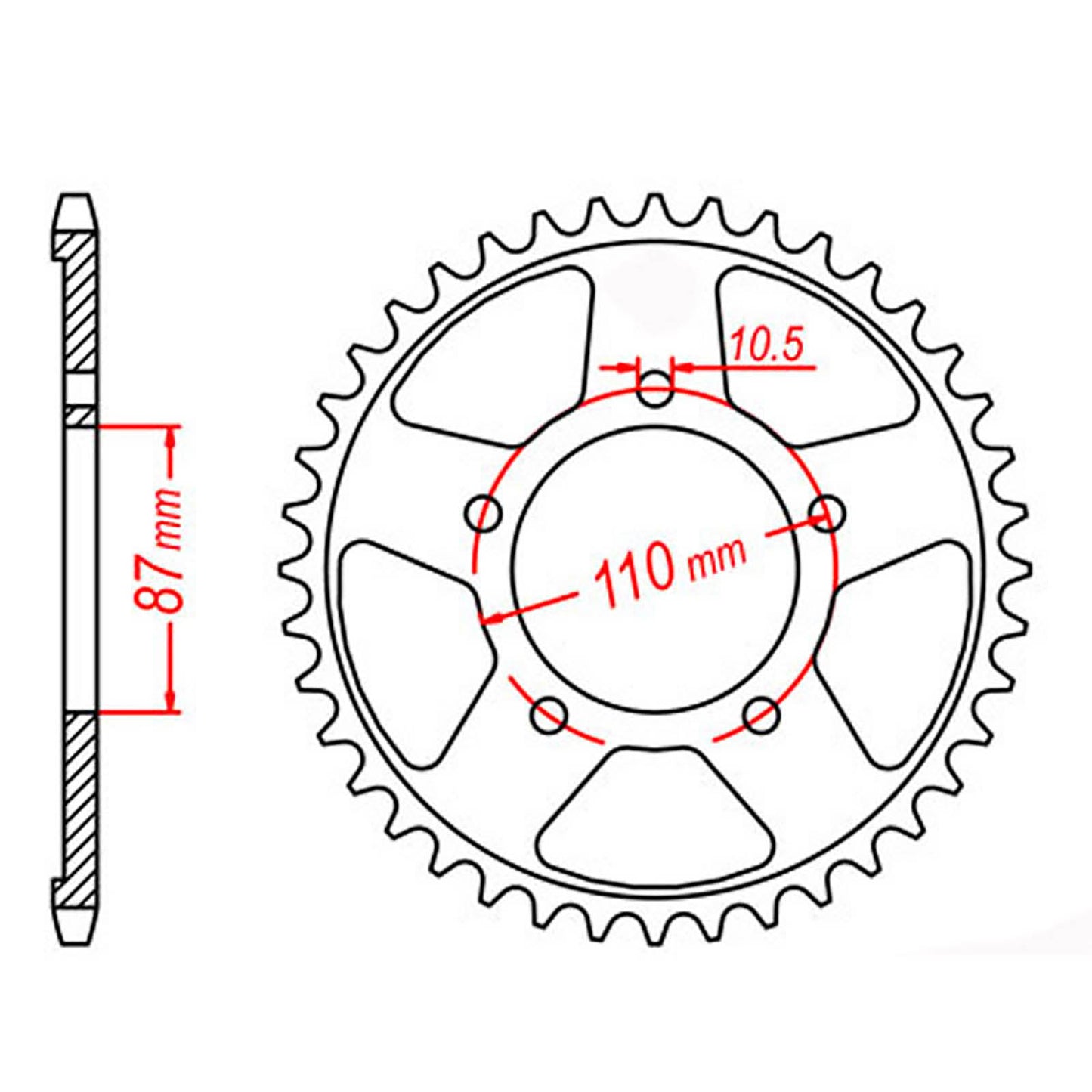 MTX 829 Steel Rear Sprocket #530 (44T) (11-27A-44)