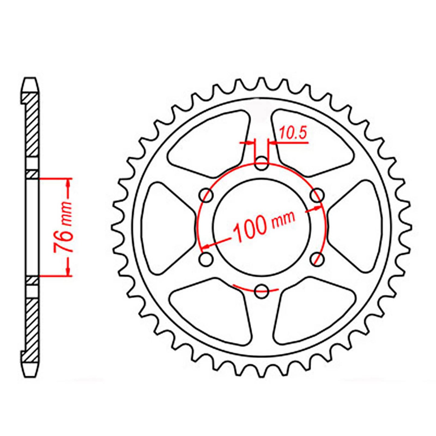 MTX 816 Steel Rear Sprocket #530 (38T) (11-476-38)