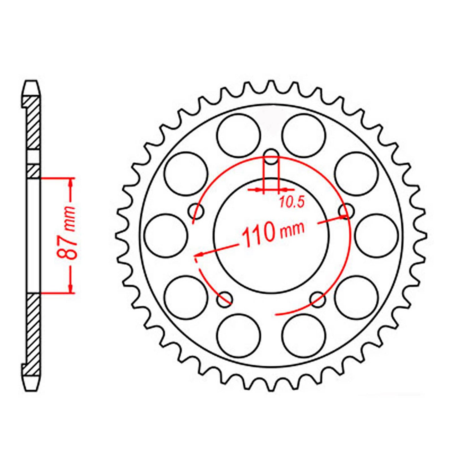 MTX 807 Steel Rear Sprocket #525 (48T) (11-33C-48)