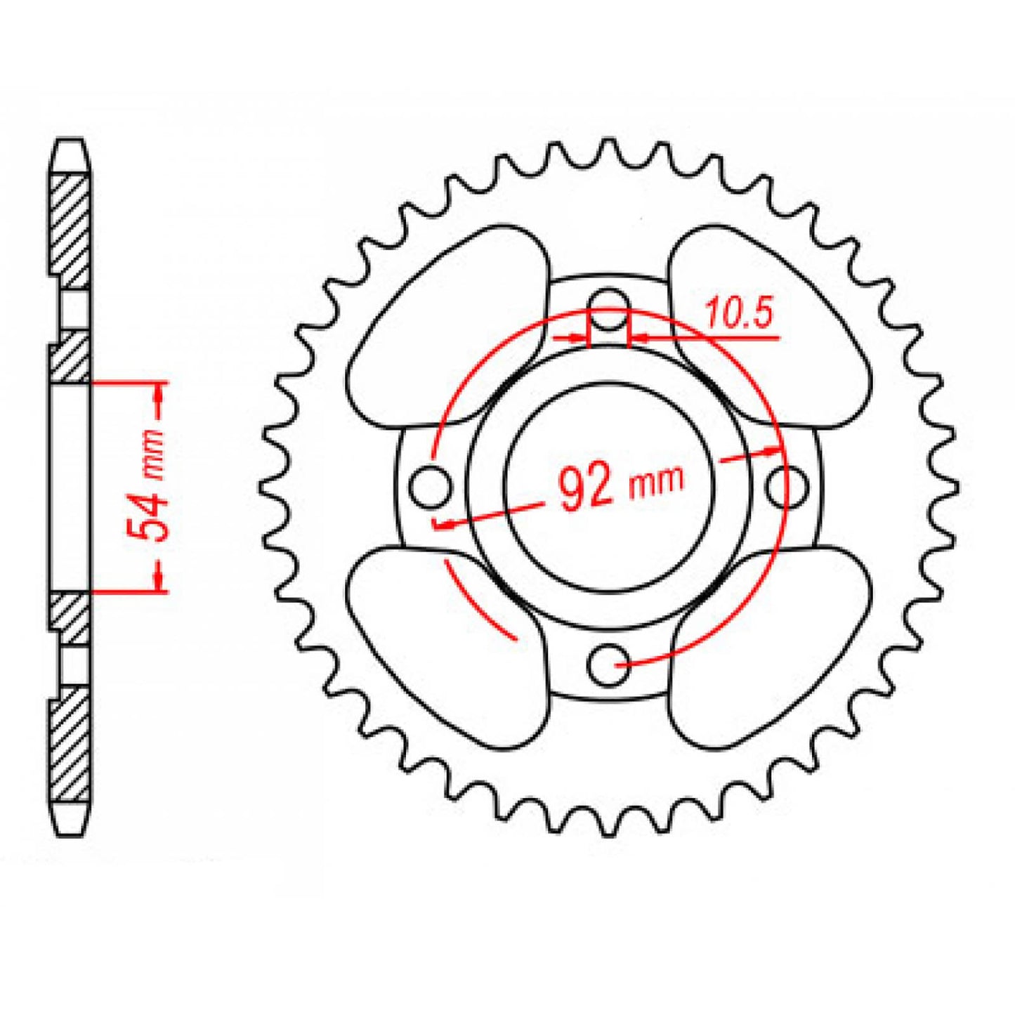 MTX 835 Steel Rear Sprocket #428 (44T) (11-5H0-44)