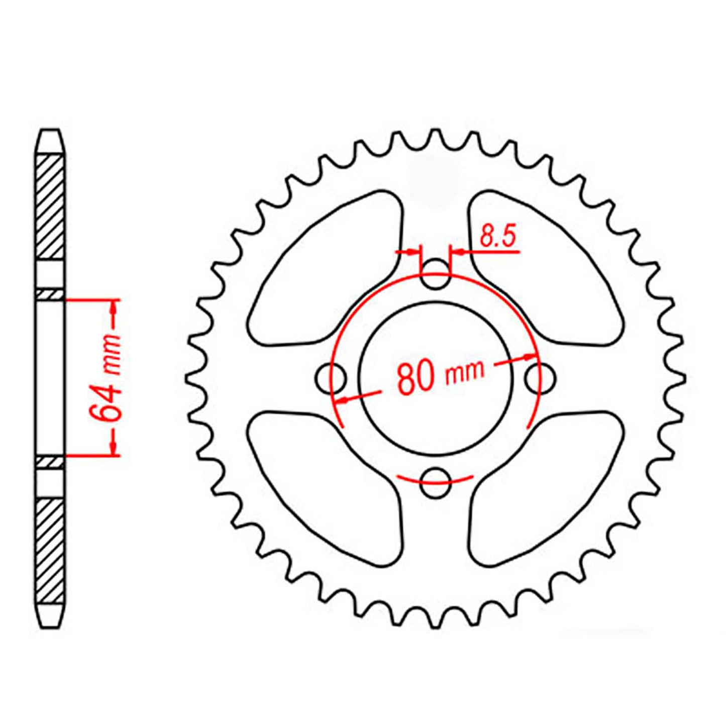 MTX 838 Steel Rear Sprocket #428 (54T) (11-838-54)