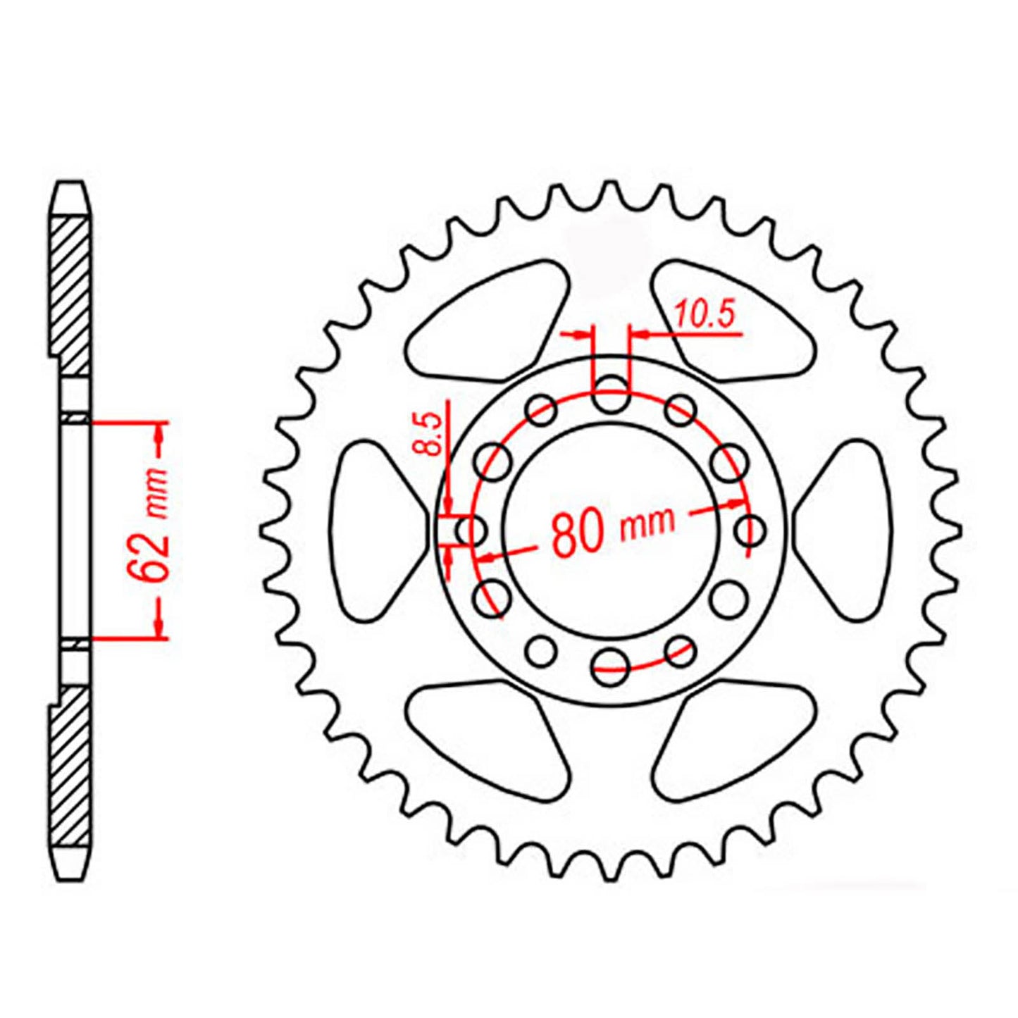 MTX 1842 Steel Rear Sprocket #428 (55T) (11-248-55)