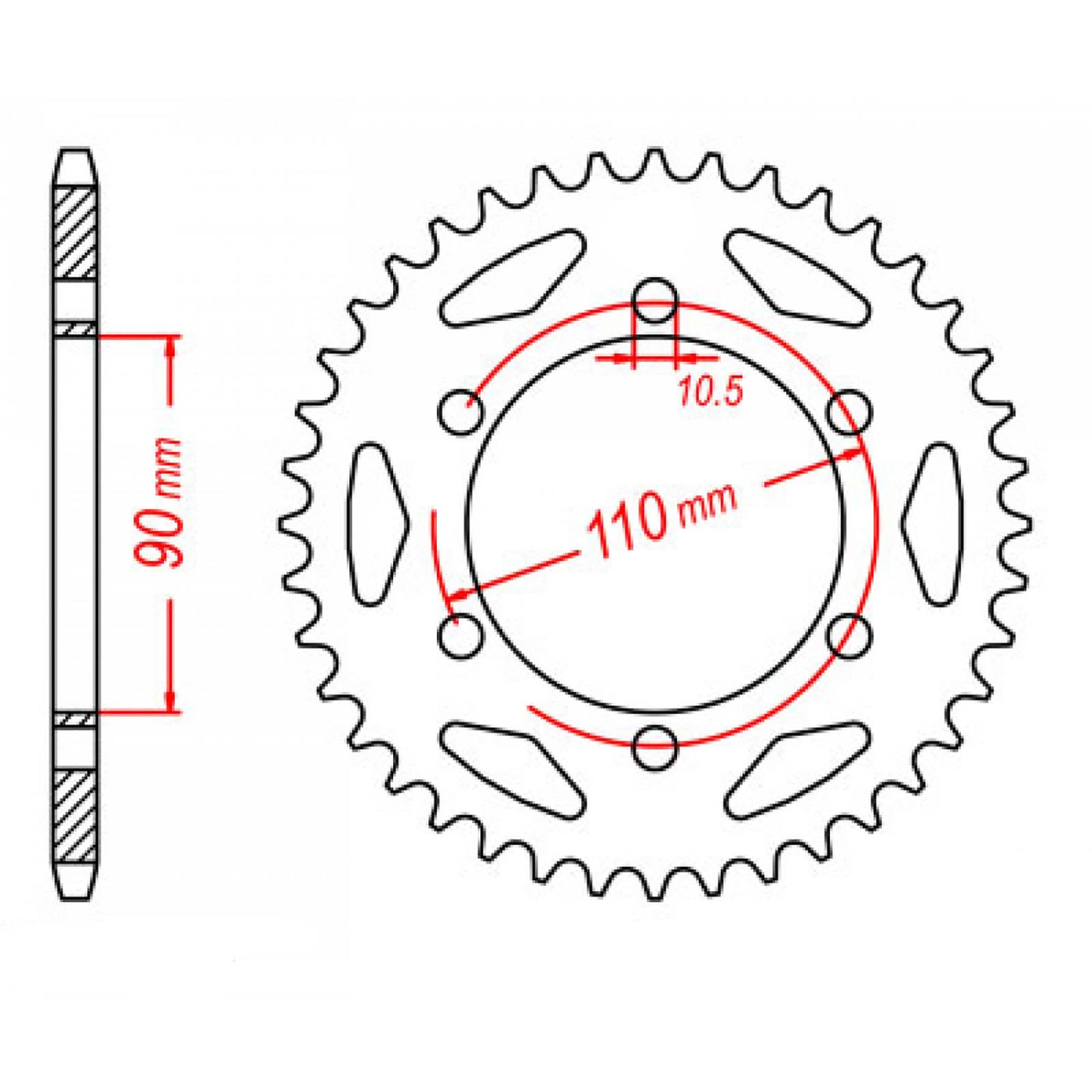 MTX 850 Steel Rear Sprocket #530 (34T) (11-256-34)