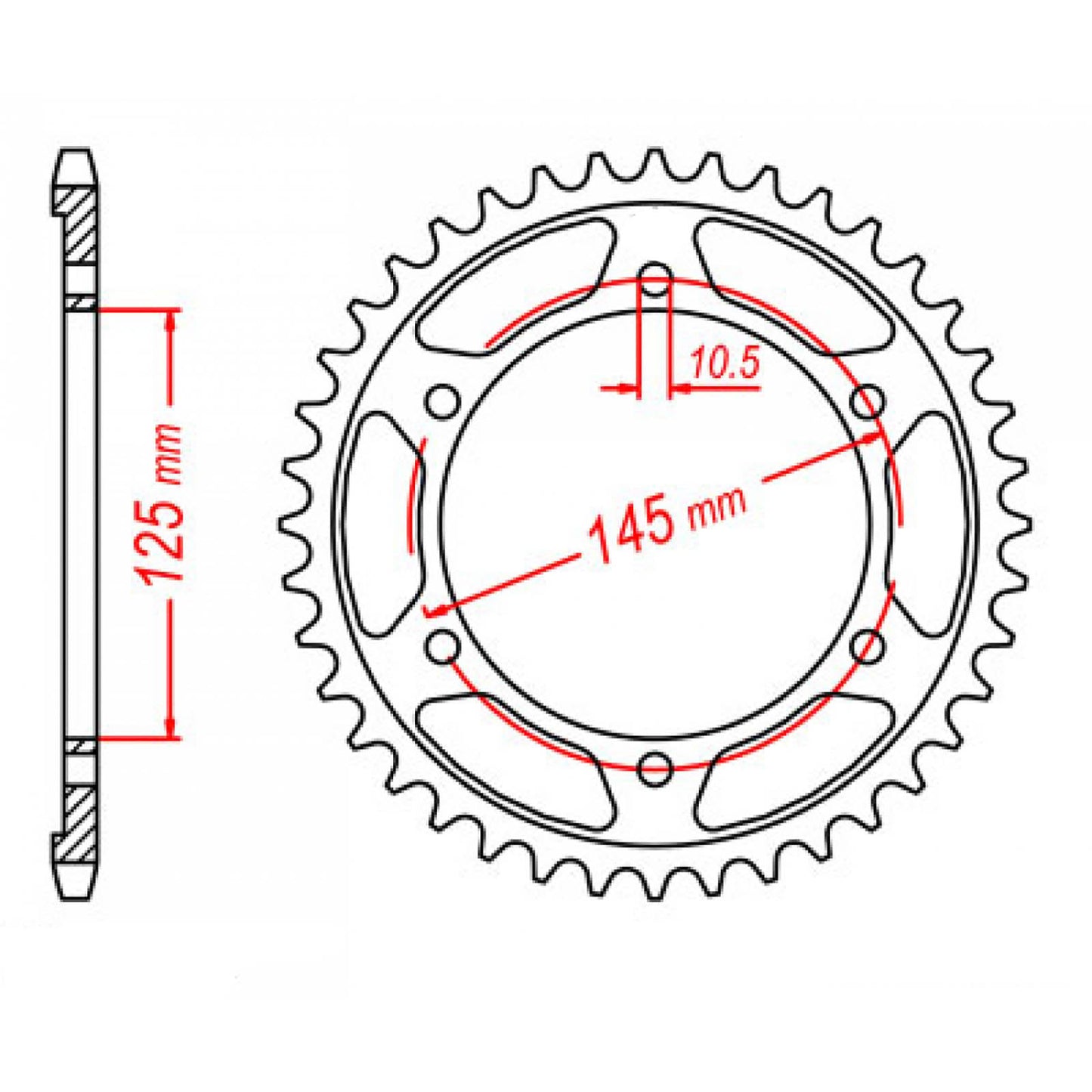MTX 865 Steel Rear Sprocket #530 (44T) (11-1AE-44)