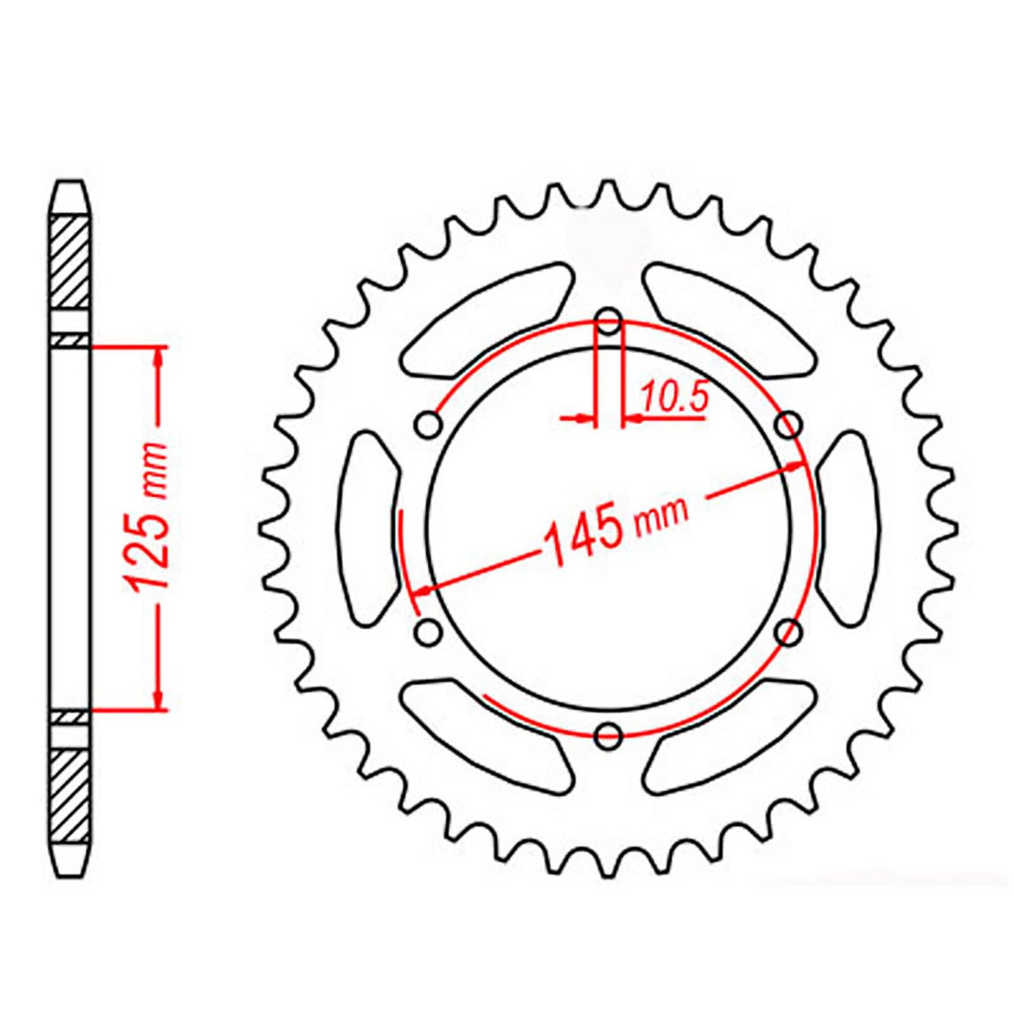 MTX 855 Steel Rear Sprocket #520 (45T) (11-1M1-45)
