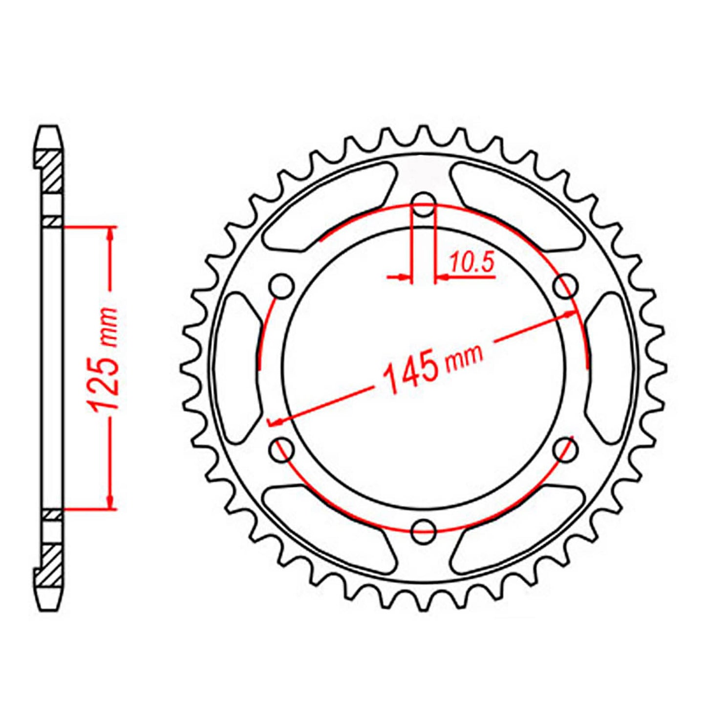 MTX 867 Steel Rear Sprocket #525 (44T) (11-3VD-44)