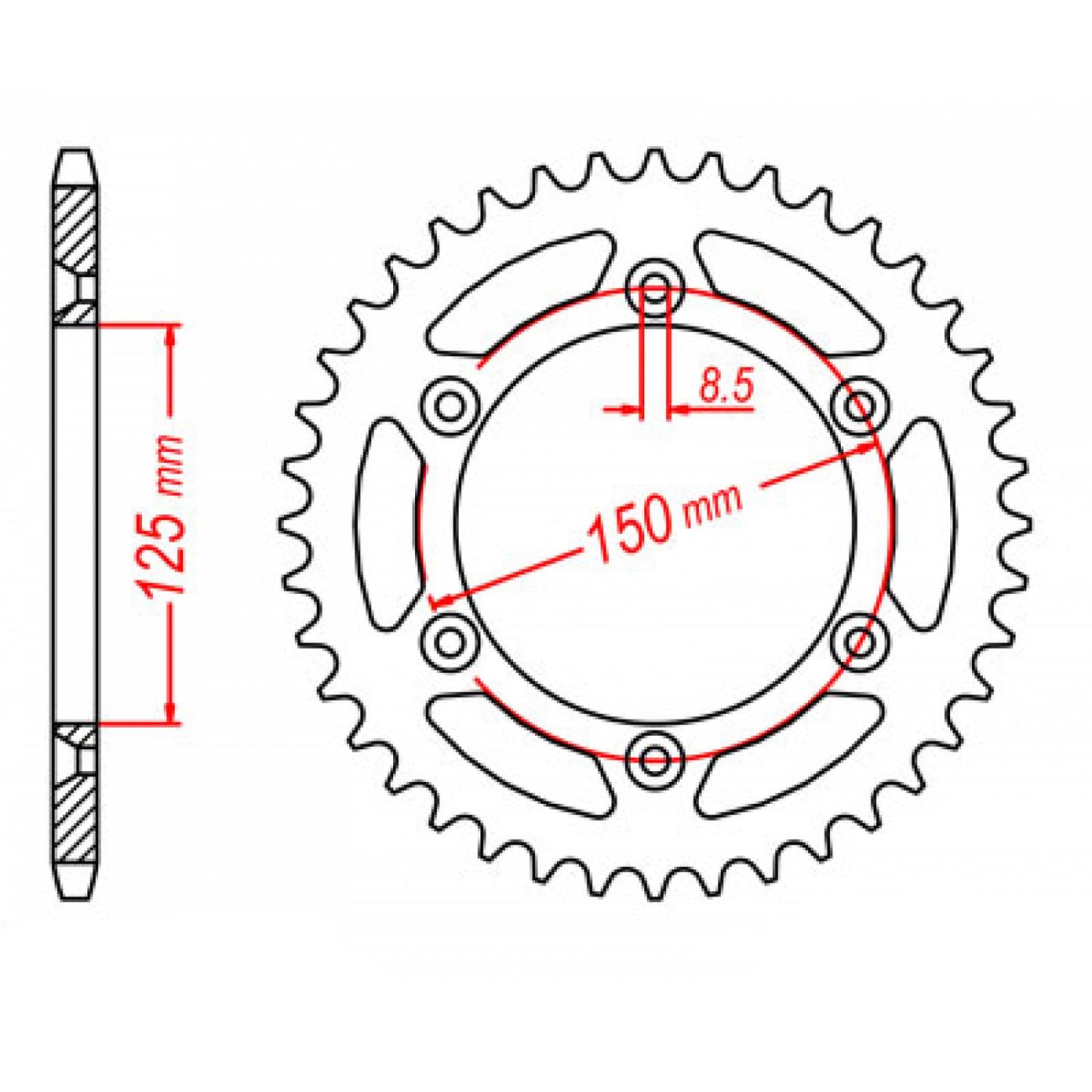 MTX 897 Steel Rear Sprocket #520 (44T) (11-KM1-44)