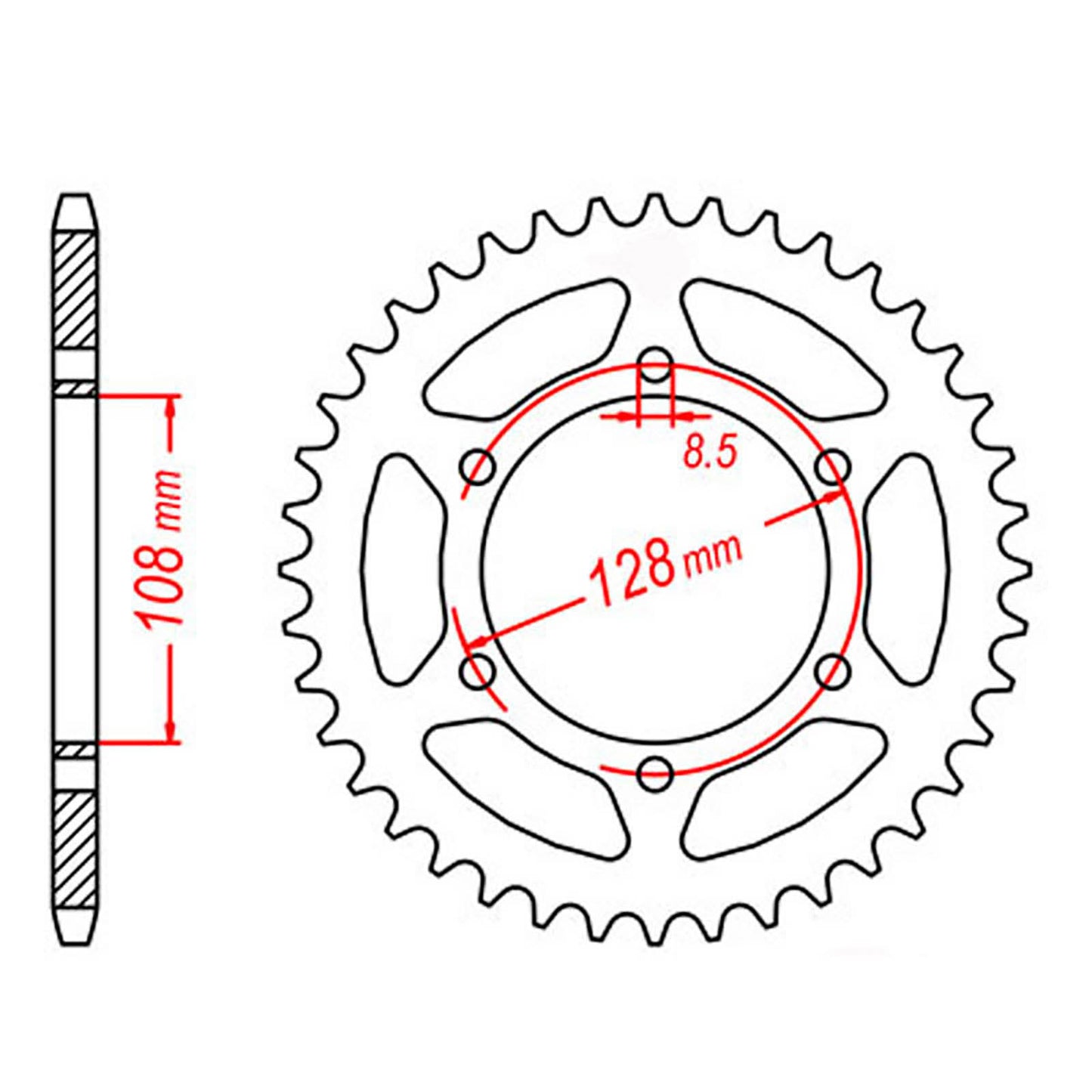 MTX 804 Steel Rear Sprocket #428 (53T) (11-487-53)