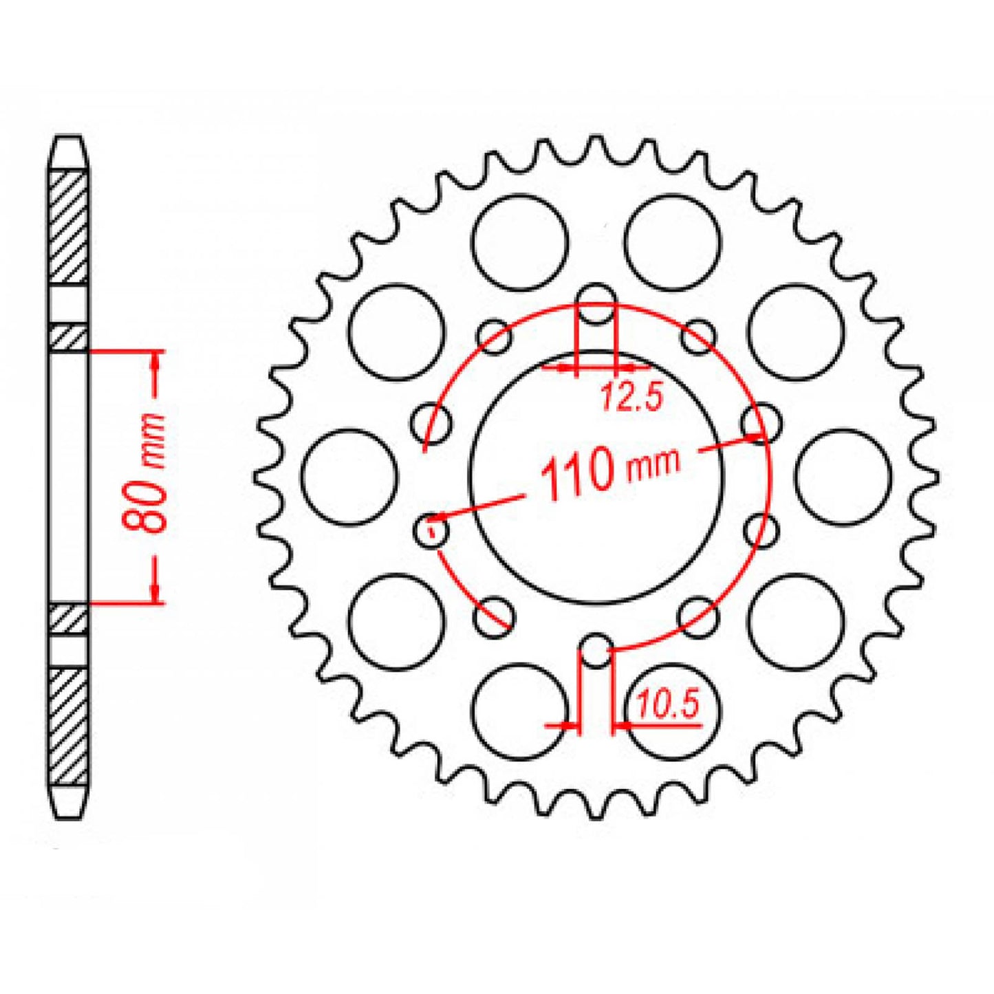 MTX 1334 Steel Rear Sprocket #525 (45T) (11-MC8-45)