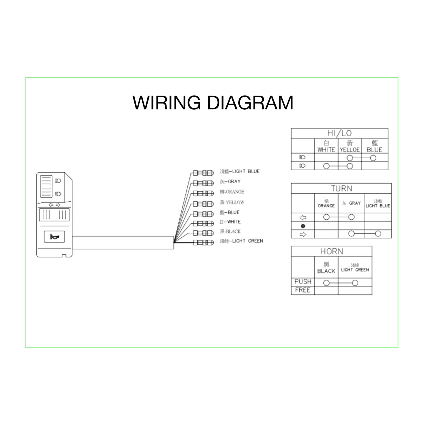 WHITES SWITCH HEADLAMP HIGH/LOW + HORN