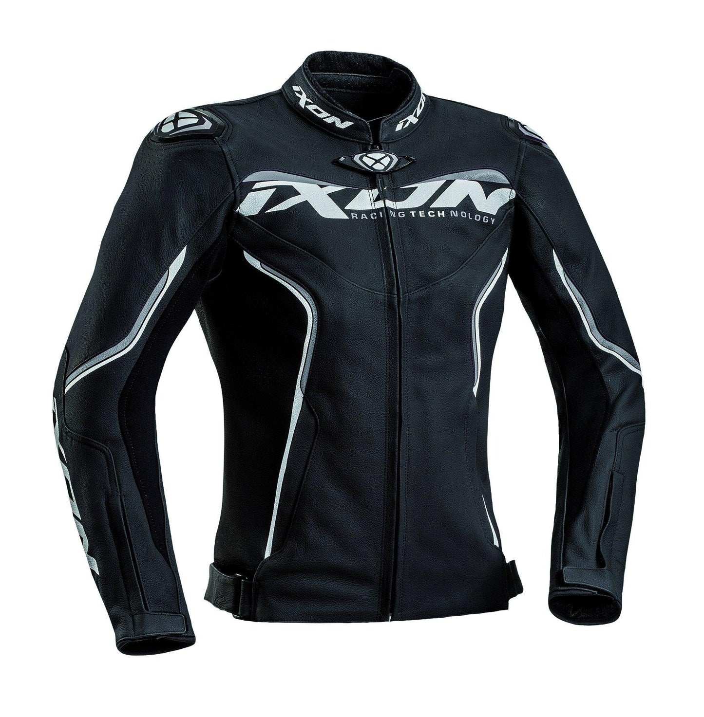 IXON TRINITY LADY LEATHER JACKET - BLACK/WHITE/GREY CASSONS PTY LTD sold by Cully's Yamaha