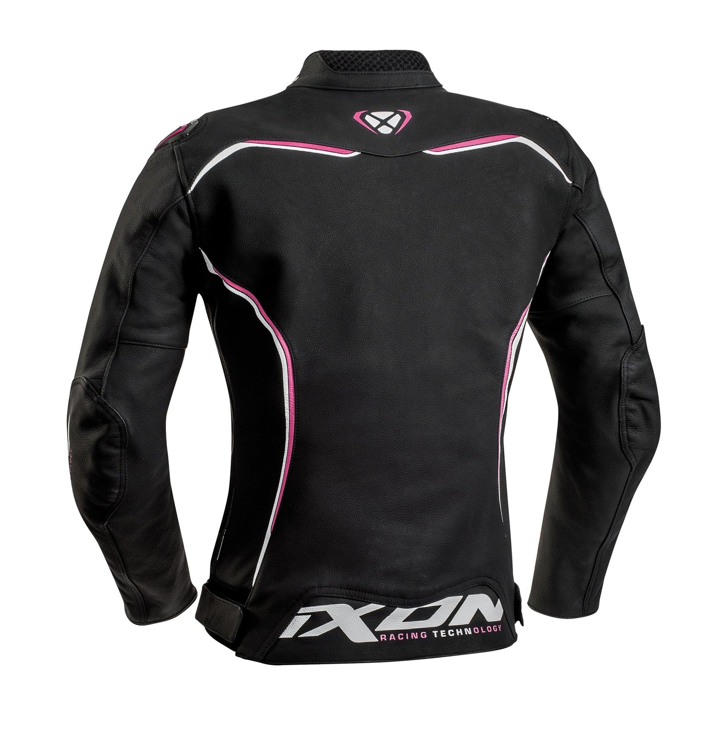 IXON TRINITY LADY LEATHER JACKET - BLACK/WHITE/FUCHSIA CASSONS PTY LTD sold by Cully's Yamaha